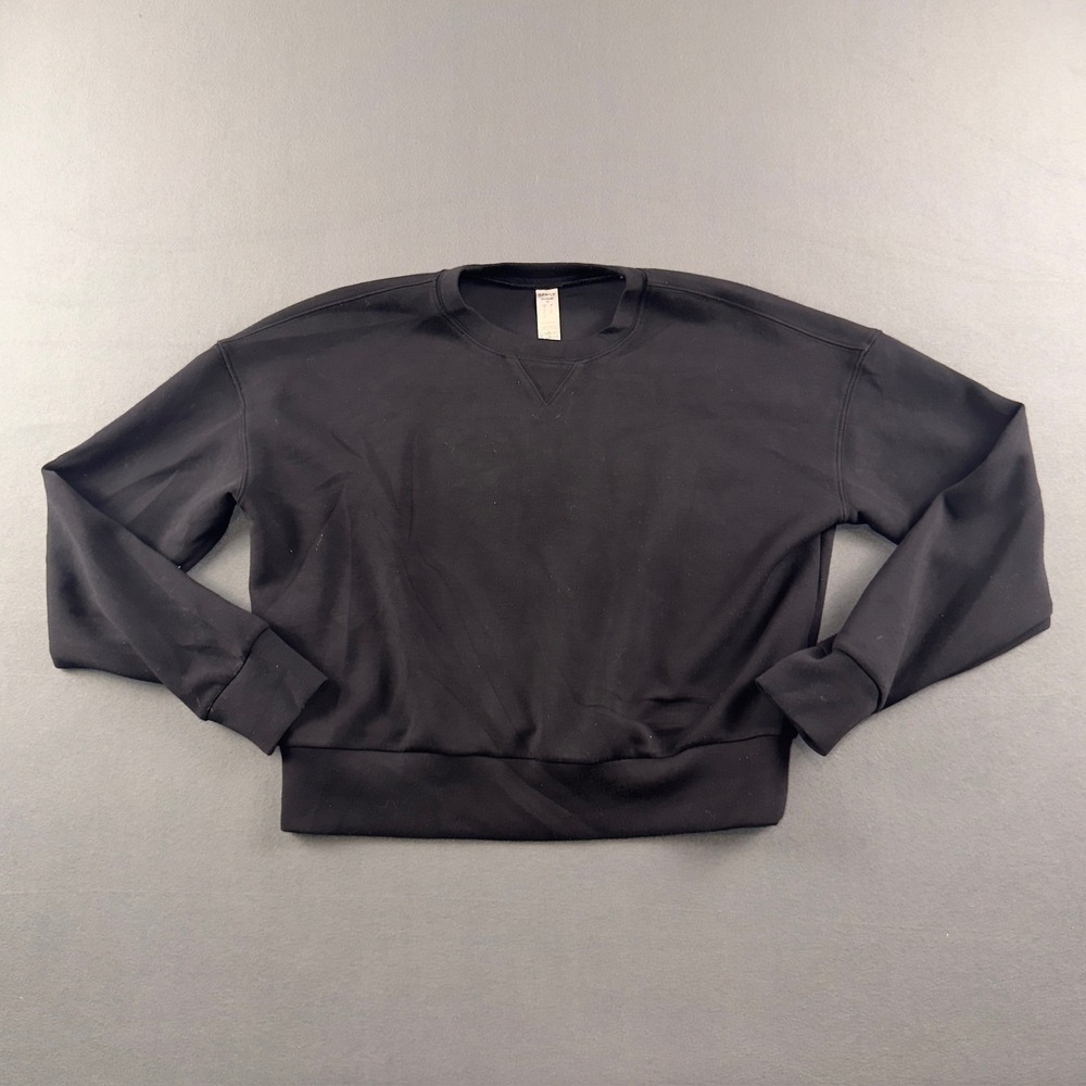 Spanx AirEssentials Crewneck Sweatshirt Very Black XS 50347R Relaxed Pullover